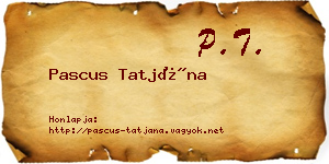 Pascus Tatjána névjegykártya